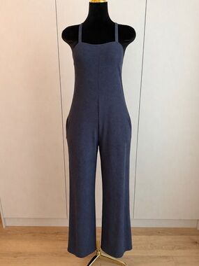 Fabletics Cloud Jersey Wide Leg Onesie in Deep Navy Heather | Off-Duty Muse